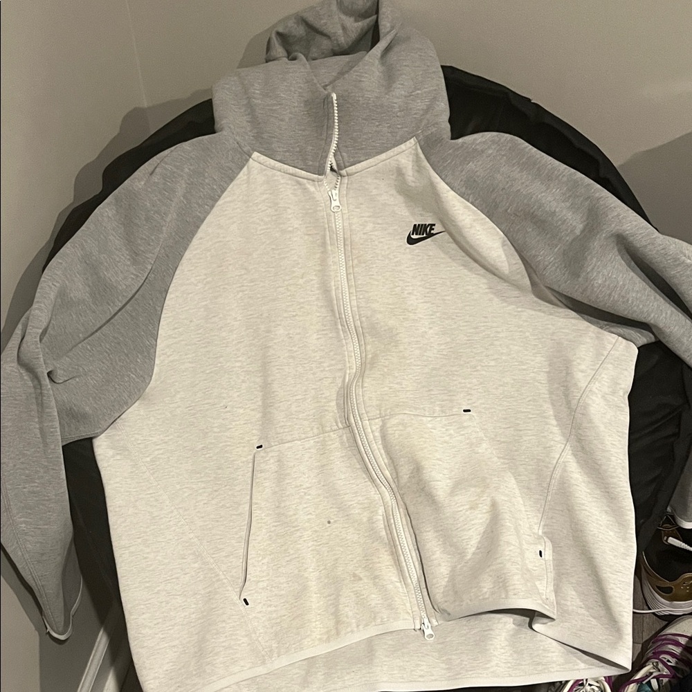Nike Light Gray and Dark Gray Zip-Up Hoodie